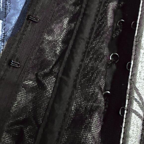 Empire Intimates Satin Blue Floral Lace Up Corset Bustier Sz 32 - Picture 11 of 11